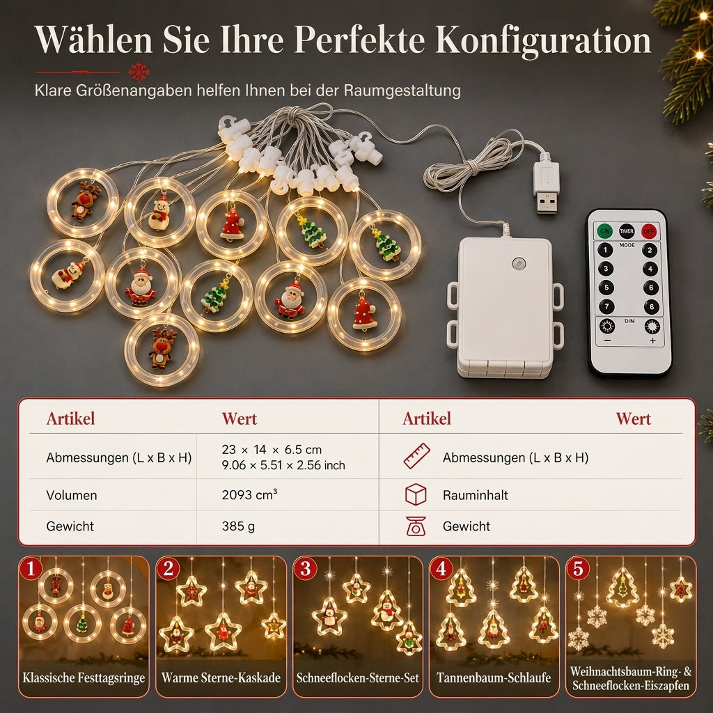🎄Begrenzte Zeit 50% Rabatt🎄 Weihnachtsvorhang-Lichterkette – Fernbedienung & 8 Beleuchtungsmodi für gemütliche Festtagsfenster ✨🎁