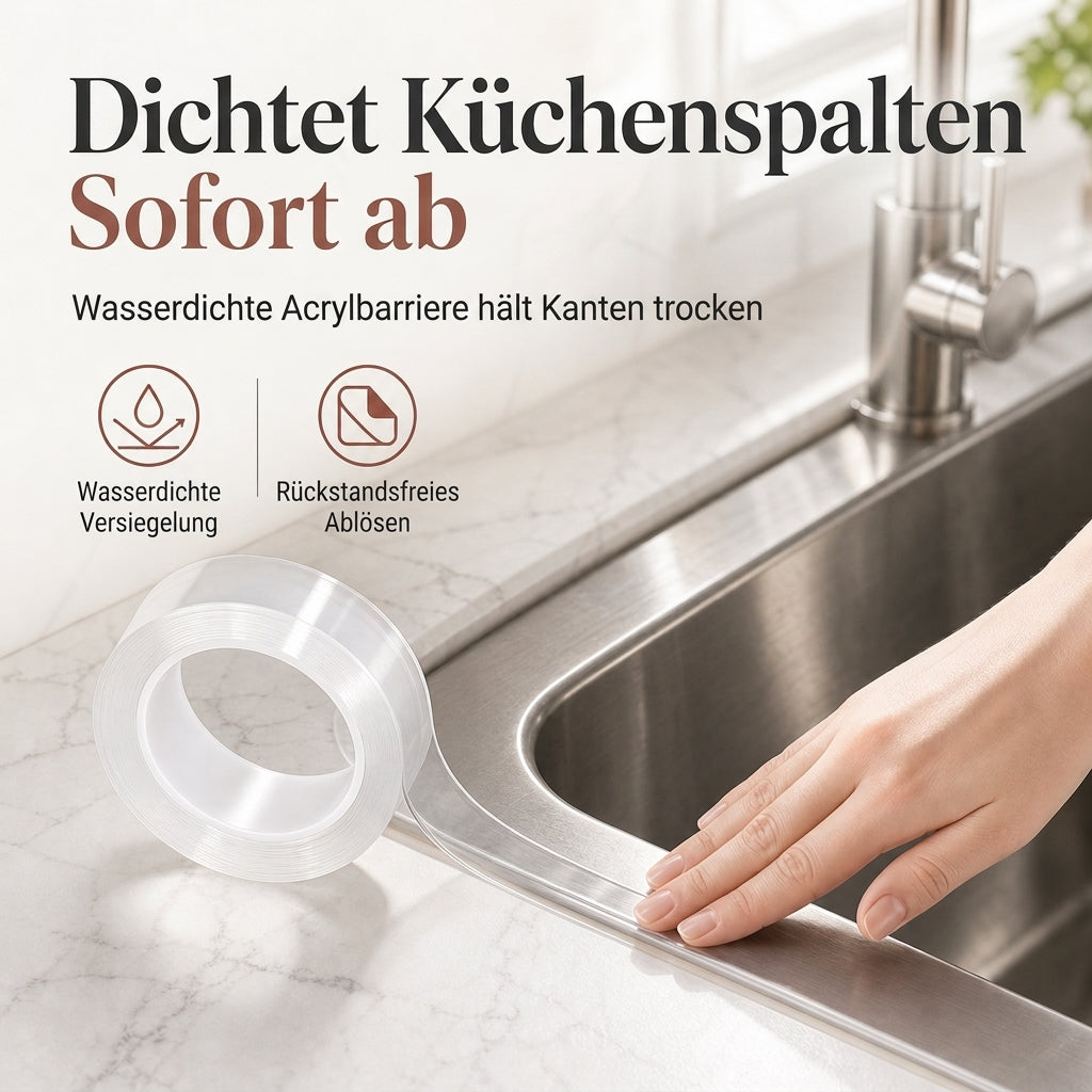 📢📢JETZT 50 % RABATT⏰Transparentes, wasserdichtes und schimmelresistentes Küchen-Dichtband, rückstandsfrei, einseitig klebende Dichtungsleiste für Wandecken