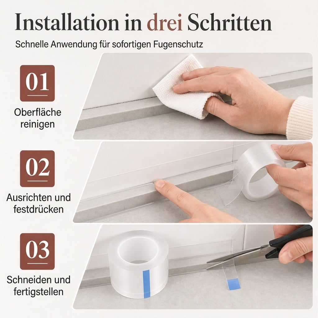 📢📢JETZT 50 % RABATT⏰Transparentes, wasserdichtes und schimmelresistentes Küchen-Dichtband, rückstandsfrei, einseitig klebende Dichtungsleiste für Wandecken