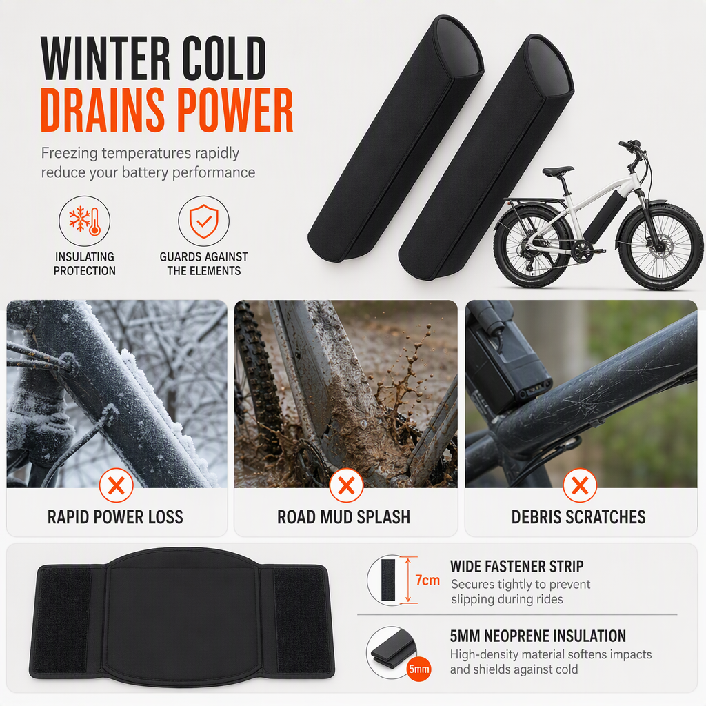 🚴❄️ Thermoschutzhülle für E-Bike-Akkus – 5 mm Neoprenisolierung gegen Kälte, Schlamm und Schmutz