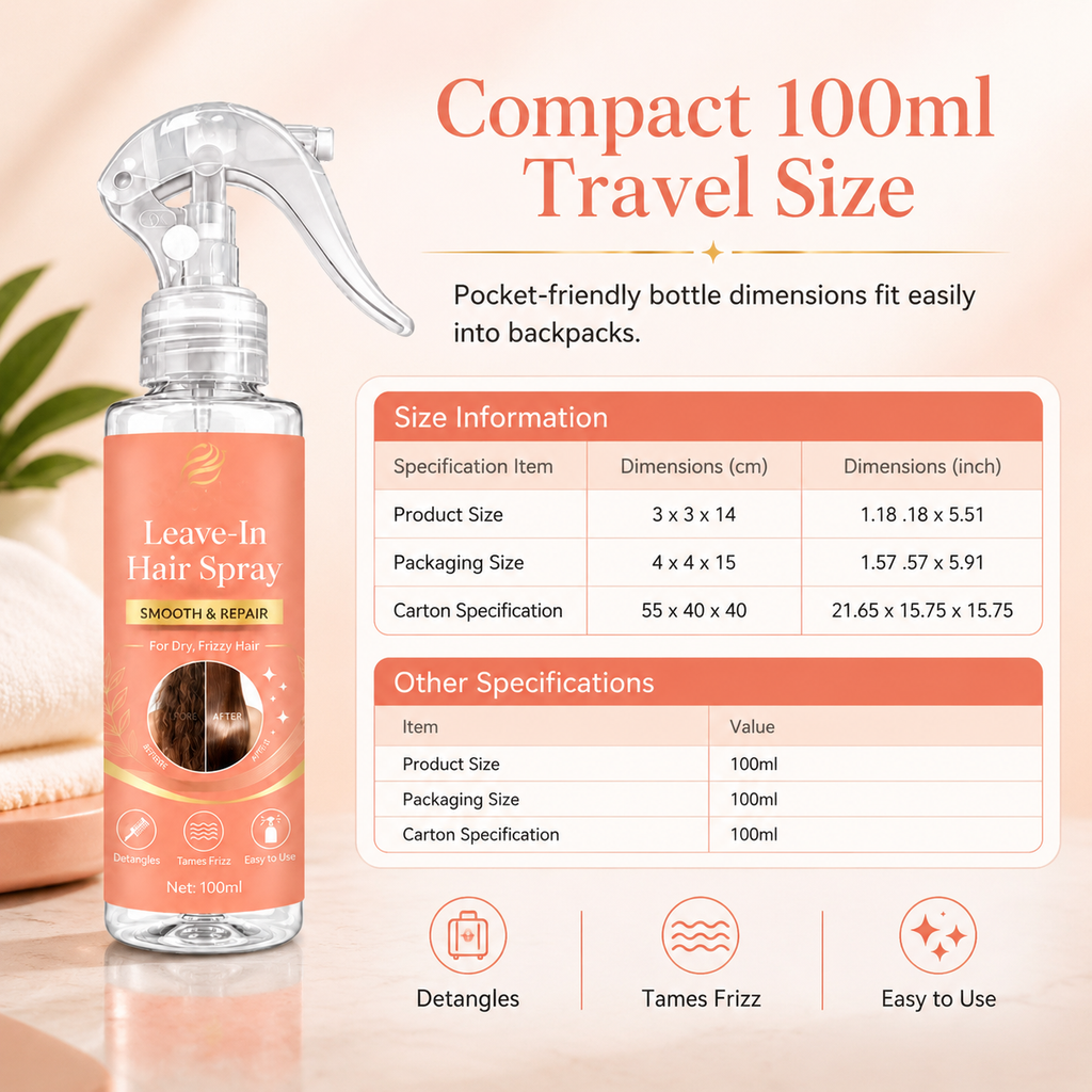 🔥🎁 2+1 GRATIS!!💇‍♀️Glättendes und reparierendes Leave-in-Haarspray für trockenes, krauses und verknotetes Haar, 100 ml