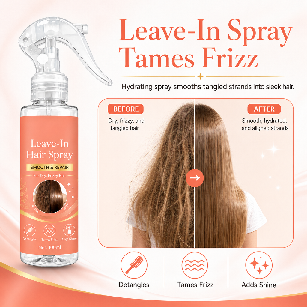🔥🎁 2+1 GRATIS!!💇‍♀️Glättendes und reparierendes Leave-in-Haarspray für trockenes, krauses und verknotetes Haar, 100 ml