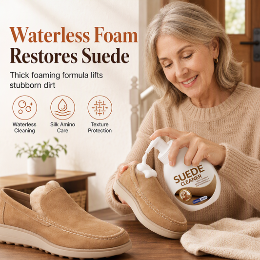 🔥Schuhreiniger für Wildleder und Nubuk, 300 ml, Pflege- und Reinigungsflüssigkeit für matte Schuhe mit umgekehrter Ledersohle