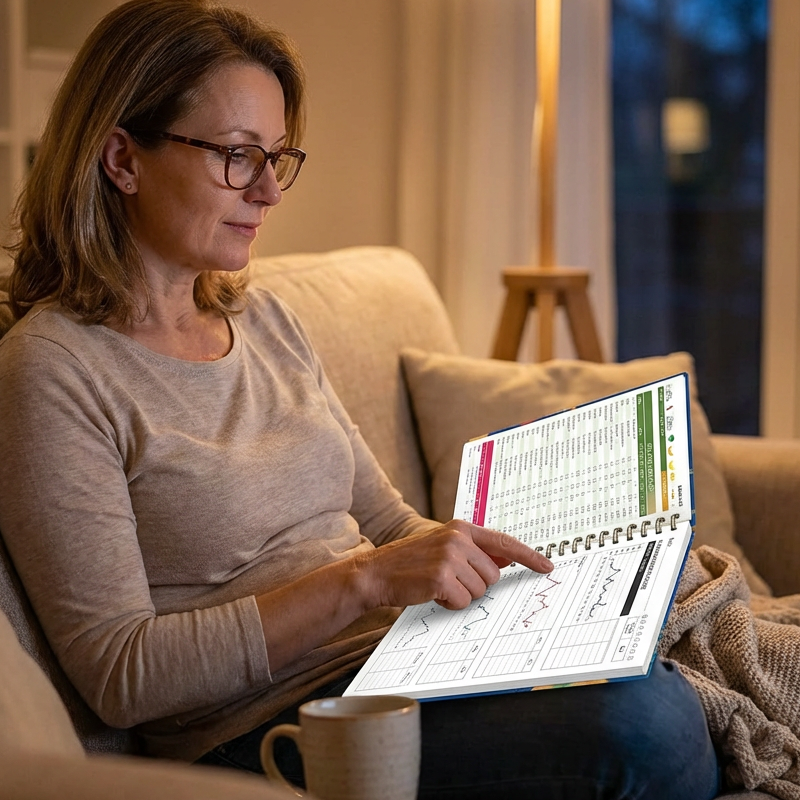 Diabetes-Tracker-Buch mit Lebensmittelliste