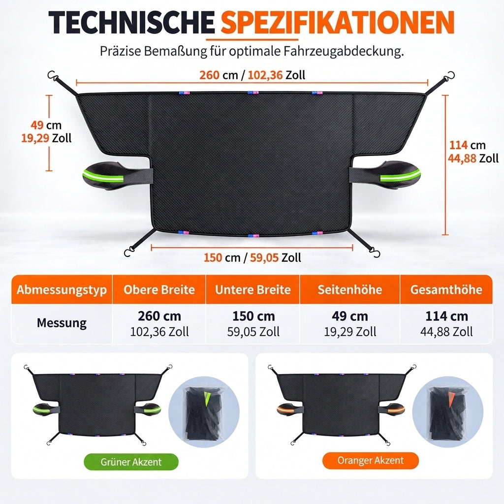 ❄️ 50 % RABATT! Oxford Windschutzscheiben- und Spiegelschutz – Magnetische Kanten und sichere Gurte für Schutz vor Schnee, Frost und Sonne 🚗☀️