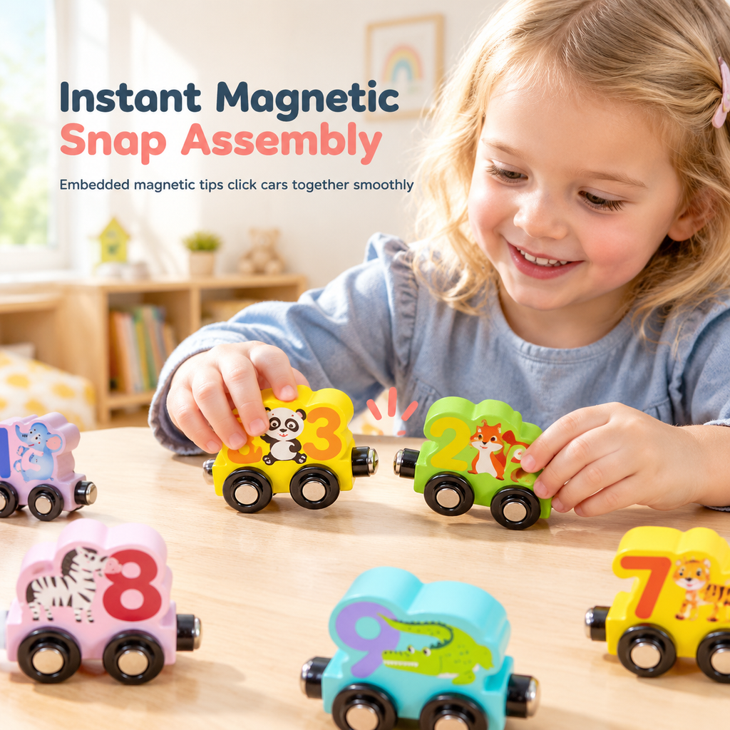 📢📢 50 % Rabatt!! 🚂Magnetischer Zahlenzug aus Holz, Lernspielzeug für Kleinkinder, perfektes Geschenk für Jungen und Mädchen🎁
