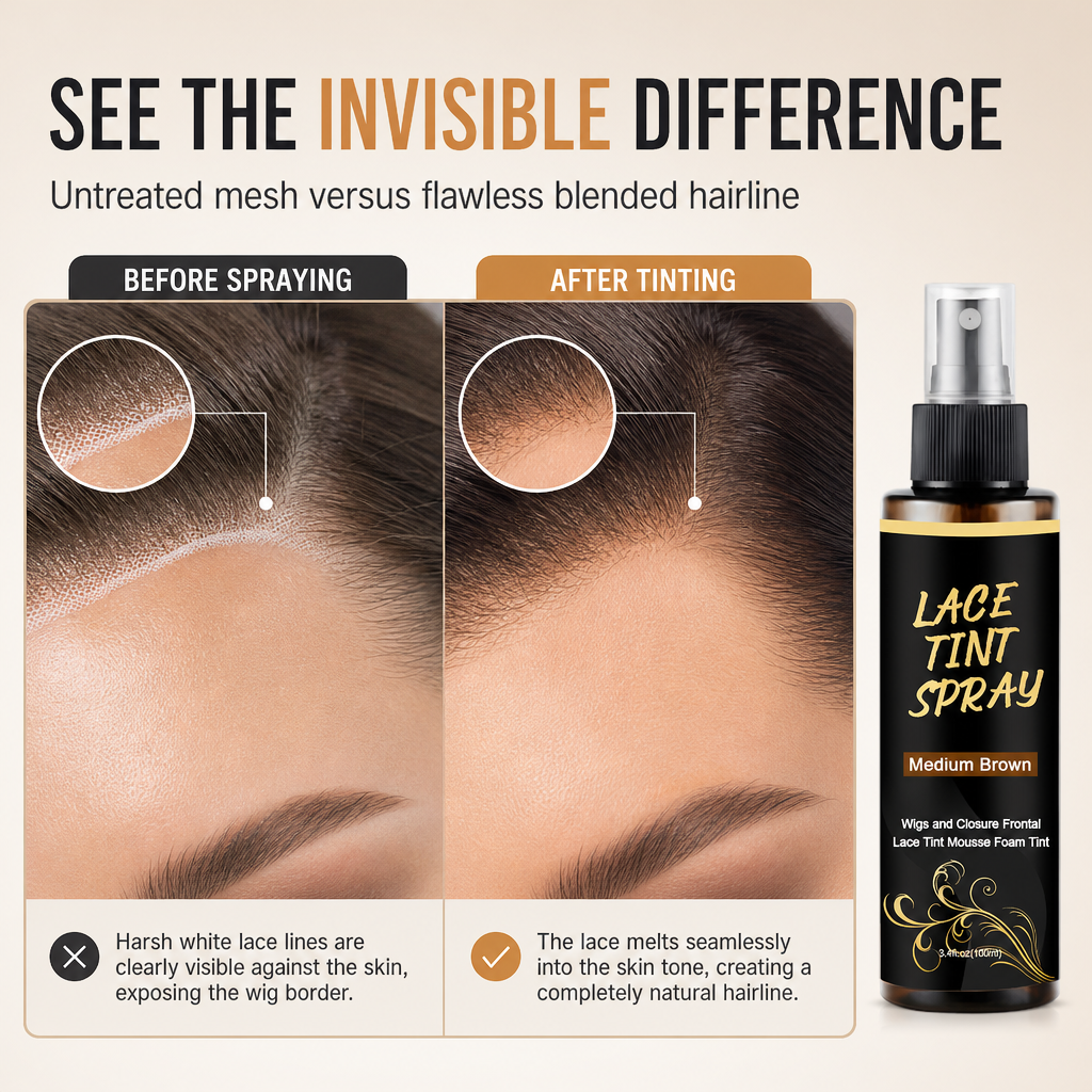 🔥🎁 2+1 GRATIS!!🥳💇‍♀️Spitzenfärbespray für Perücken, 100 ml, Färbe- und Pflegespray für Perückenspitzen