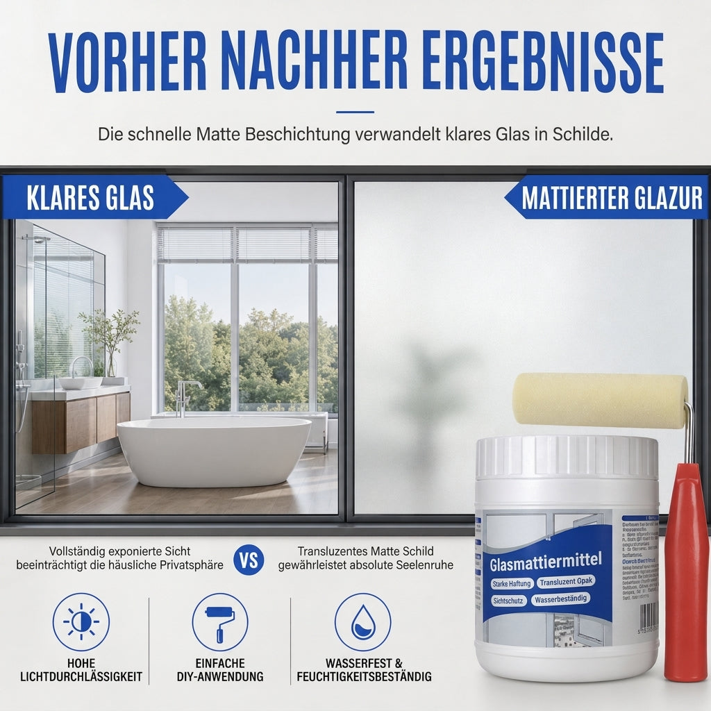 Sichtschutzbeschichtungsset für Milchglas – Fensterbeschichtung auf Wasserbasis