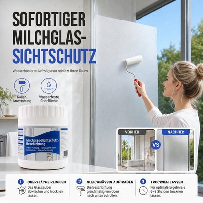 Sichtschutzbeschichtungsset für Milchglas – Fensterbeschichtung auf Wasserbasis