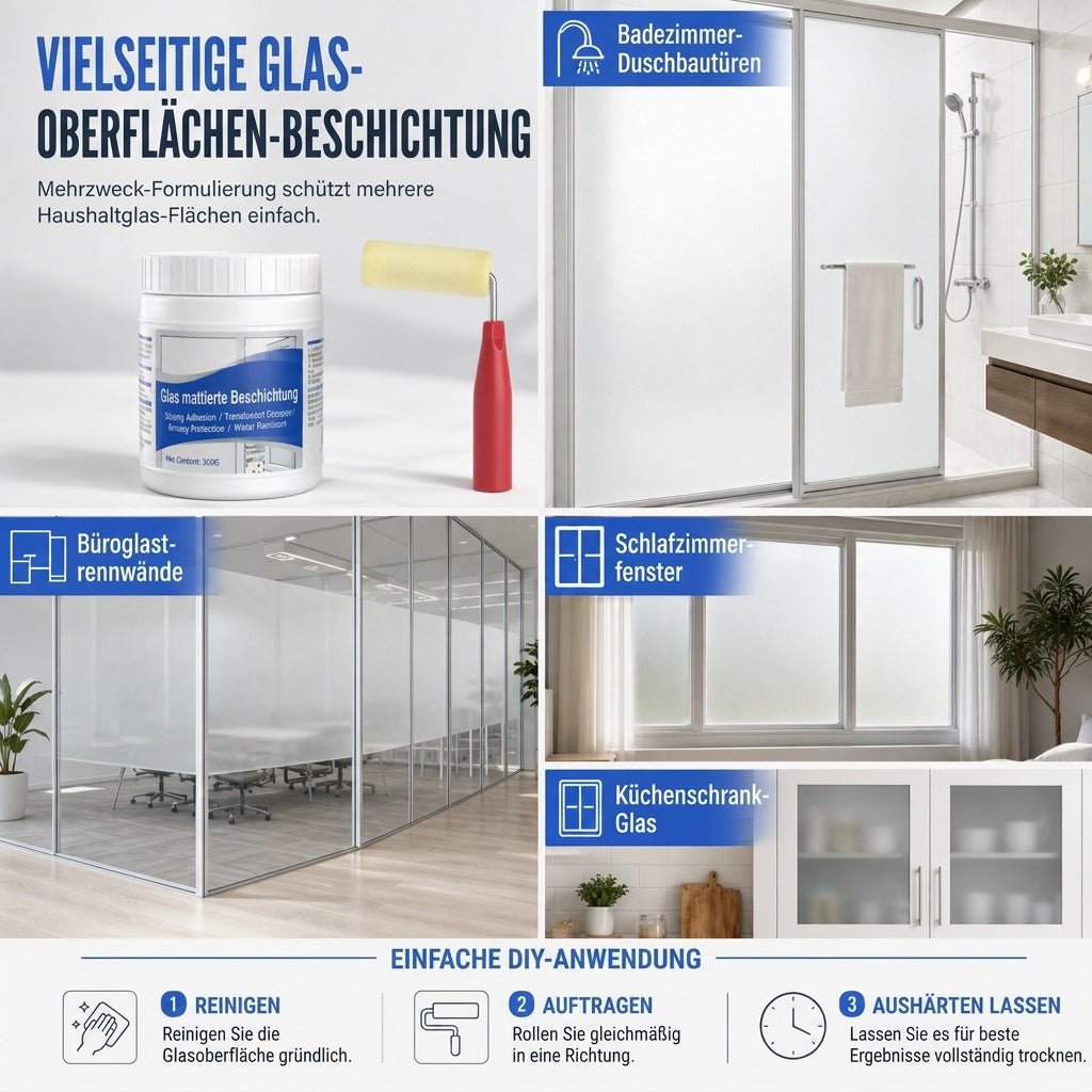 Sichtschutzbeschichtungsset für Milchglas – Fensterbeschichtung auf Wasserbasis