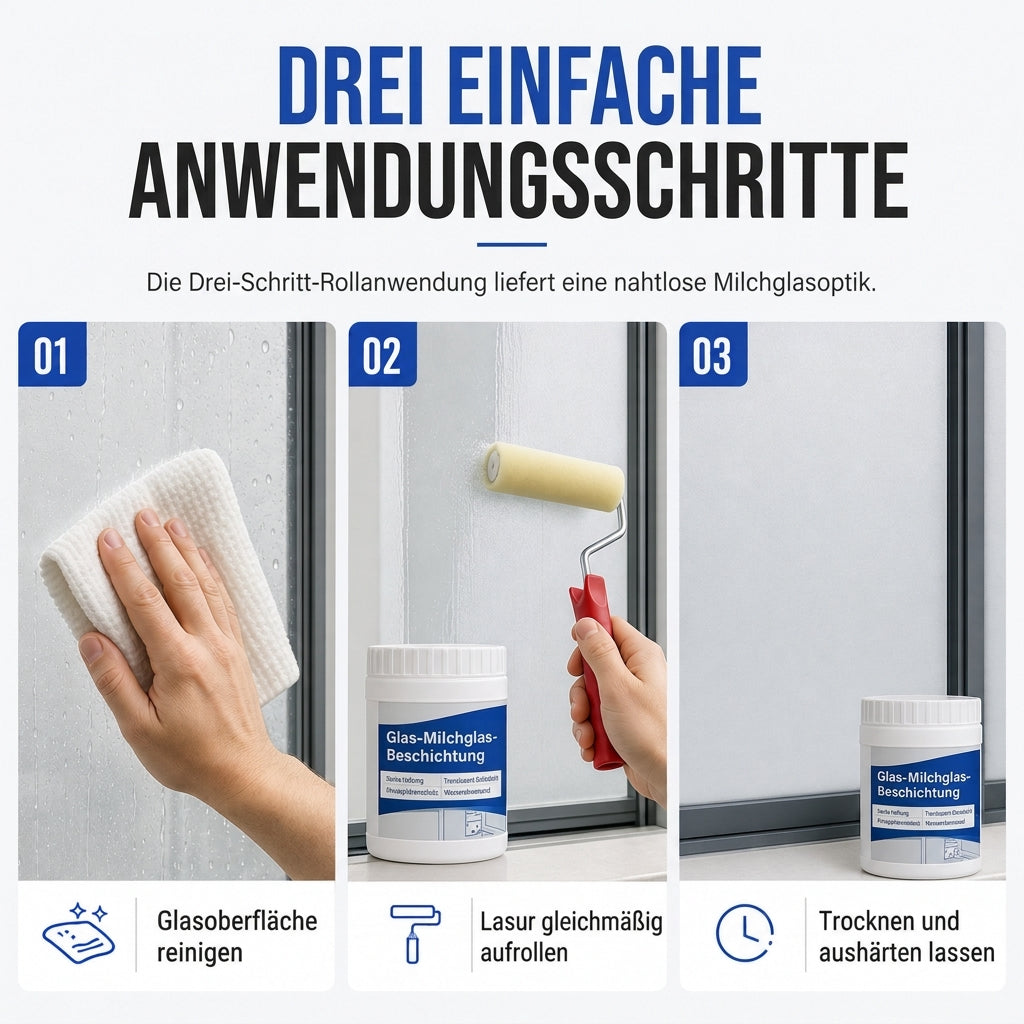 Sichtschutzbeschichtungsset für Milchglas – Fensterbeschichtung auf Wasserbasis