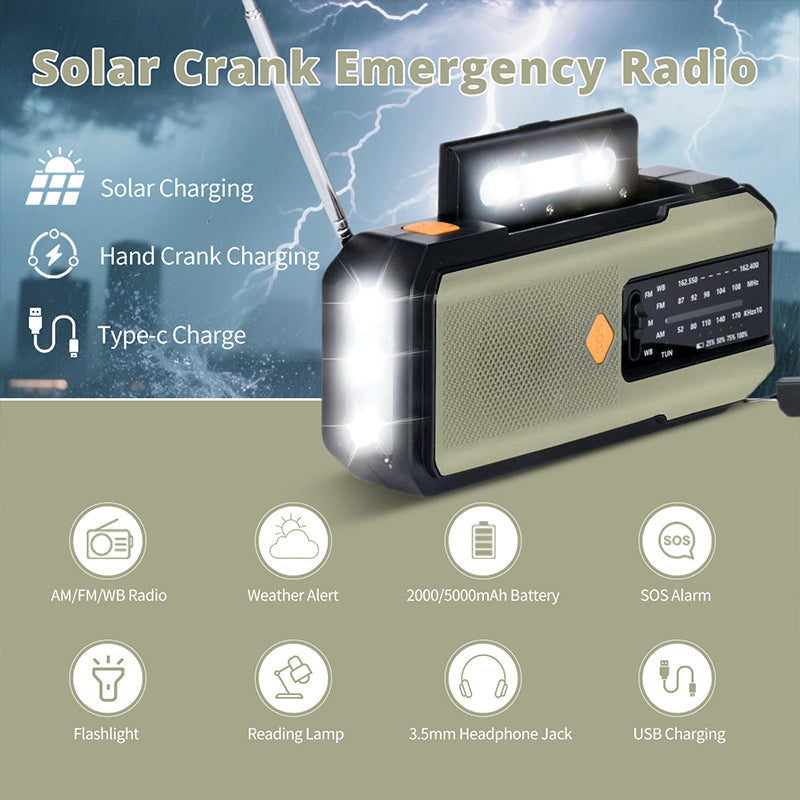 🔥50 % RABATT!📻Solarbetriebenes Kurbelradio für Notfälle mit Wetterwarnung✨