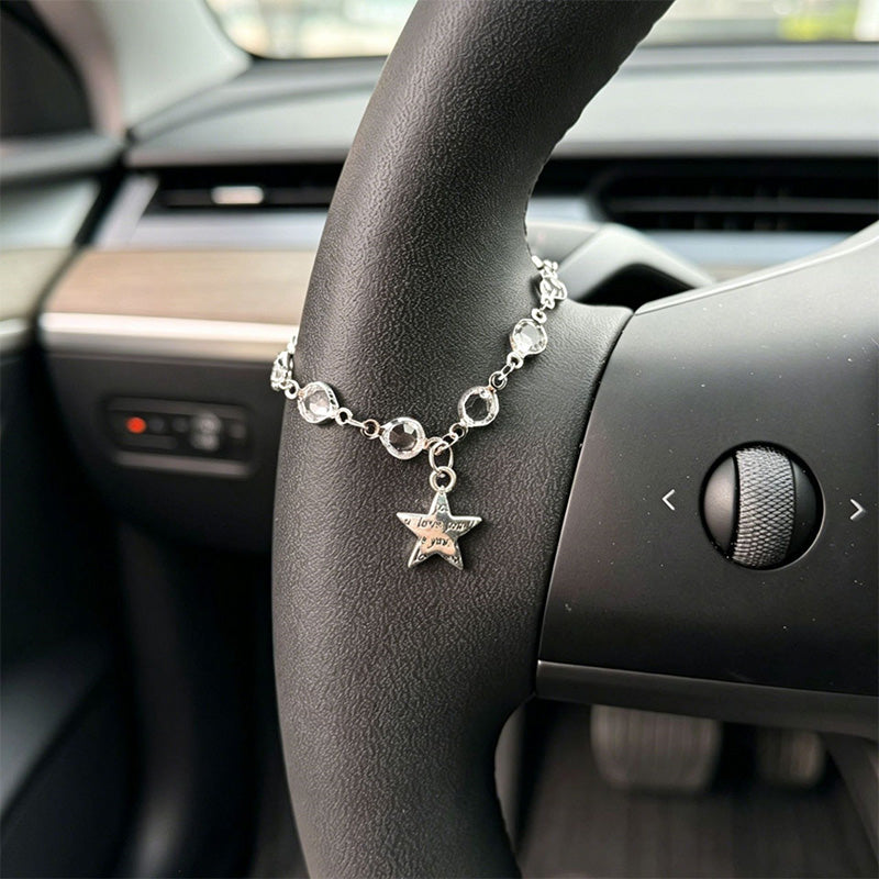 🏹✝️Retro-Anhänger in Form eines Autolenkrads aus Leichtmetall mit Kreuz- und Sternmotiv