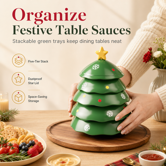 🎄Kreative, weihnachtsbaumförmige 5-Fächer-Schale für Dips und Snacks für das Wohnzimmer