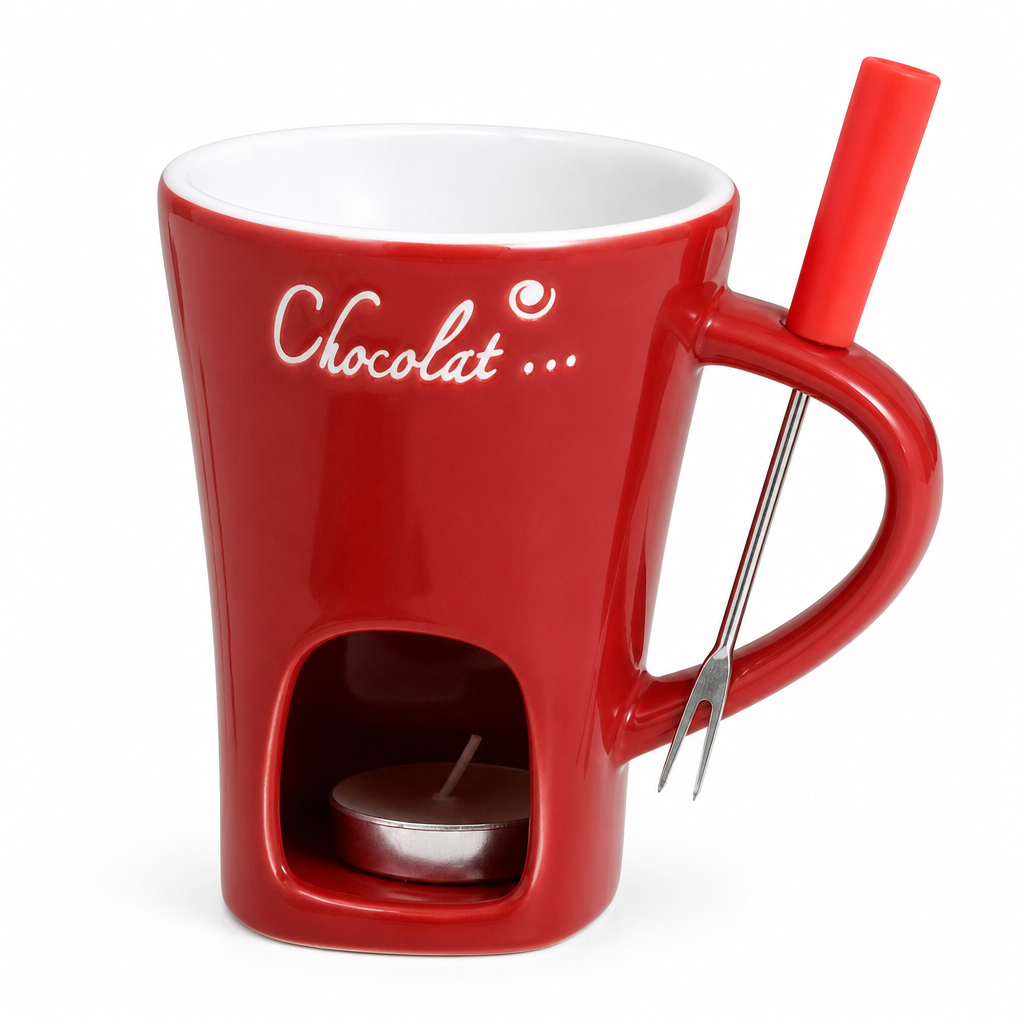 🍫Keramik-Schokoladen- und Käsefonduebecher mit Gabel🍓