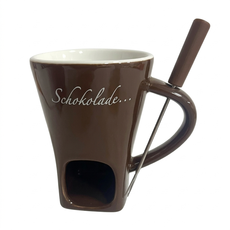 🍫Keramik-Schokoladen- und Käsefonduebecher mit Gabel🍓