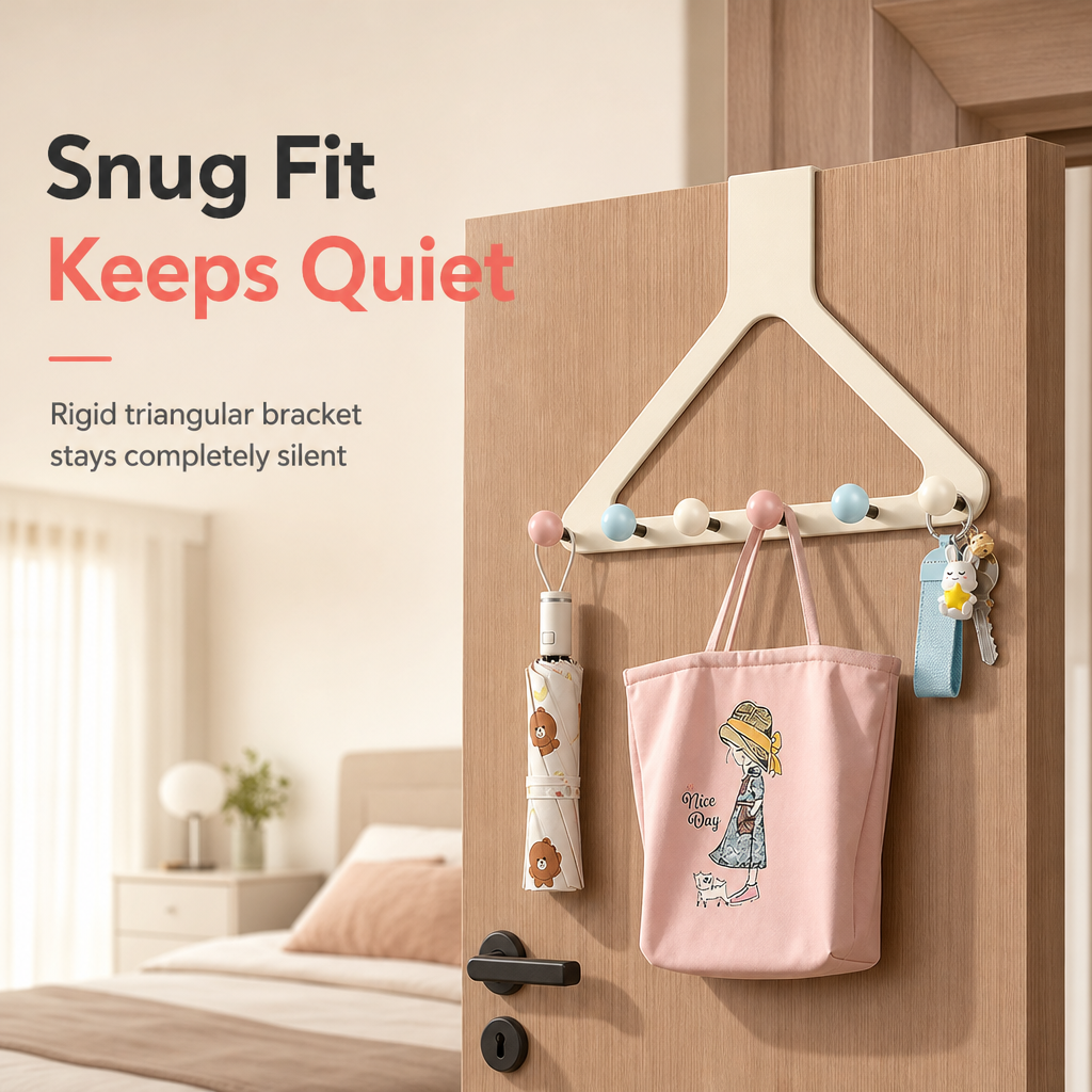 🏆50 % Rabatt!!🌈Cremefarbener Türhaken-Organizer, erhöht und verstärkt, ohne Bohren, robuste Hängevorrichtung für Mäntel, Hüte und Taschen fürs Schlafzimmer🚪