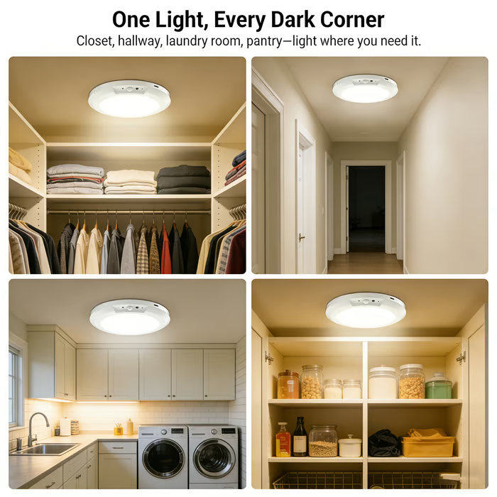 🔥 Bis zu 50 % Rabatt heute💡 Deckenleuchte mit Bewegungssensor, 3 Lichtmodi – wiederaufladbar, magnetisch, kabellos