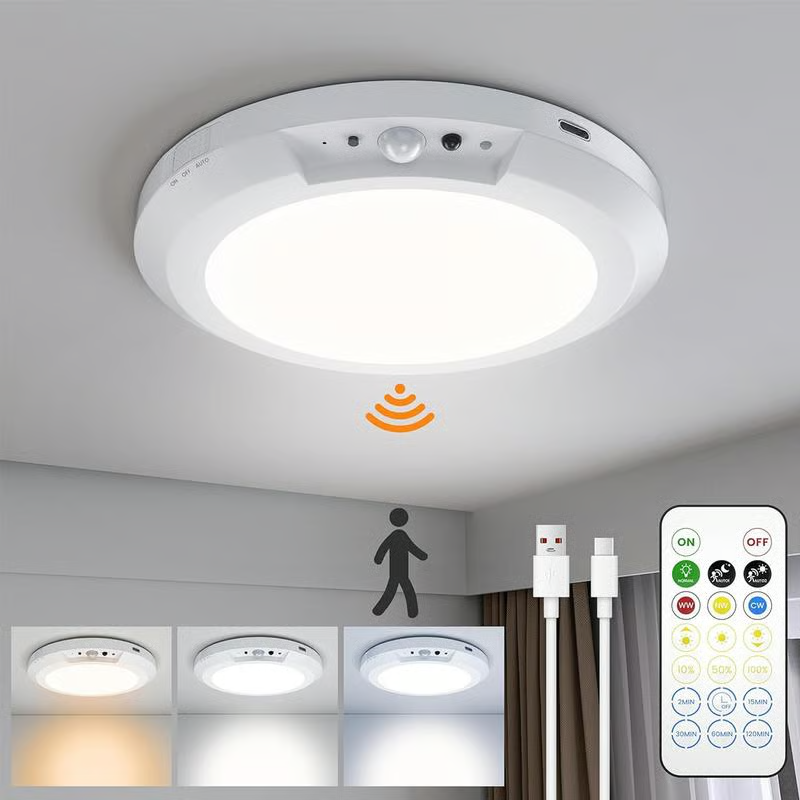 🔥 Bis zu 50 % Rabatt heute💡 Deckenleuchte mit Bewegungssensor, 3 Lichtmodi – wiederaufladbar, magnetisch, kabellos