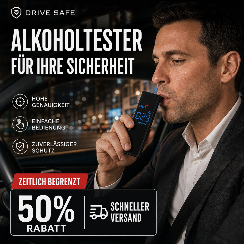 📢📢 50 % Rabatt!! 🚔✨Tragbares Atemalkoholmessgerät, Schnelltest‑Alkoholtester für den Heimgebrauch