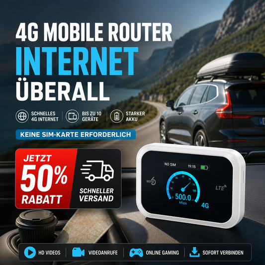 🔥50 % RABATT! 📶✨Pocket-WLAN mit Kompatibilität zu allen Netzwerken, ohne SIM-Karte!