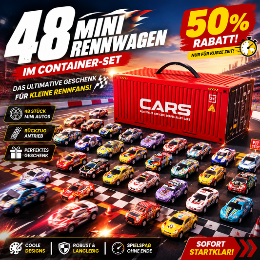 🎁48 Mini-Rückziehautos mit integrierter Garage (Set)🚗🎪
