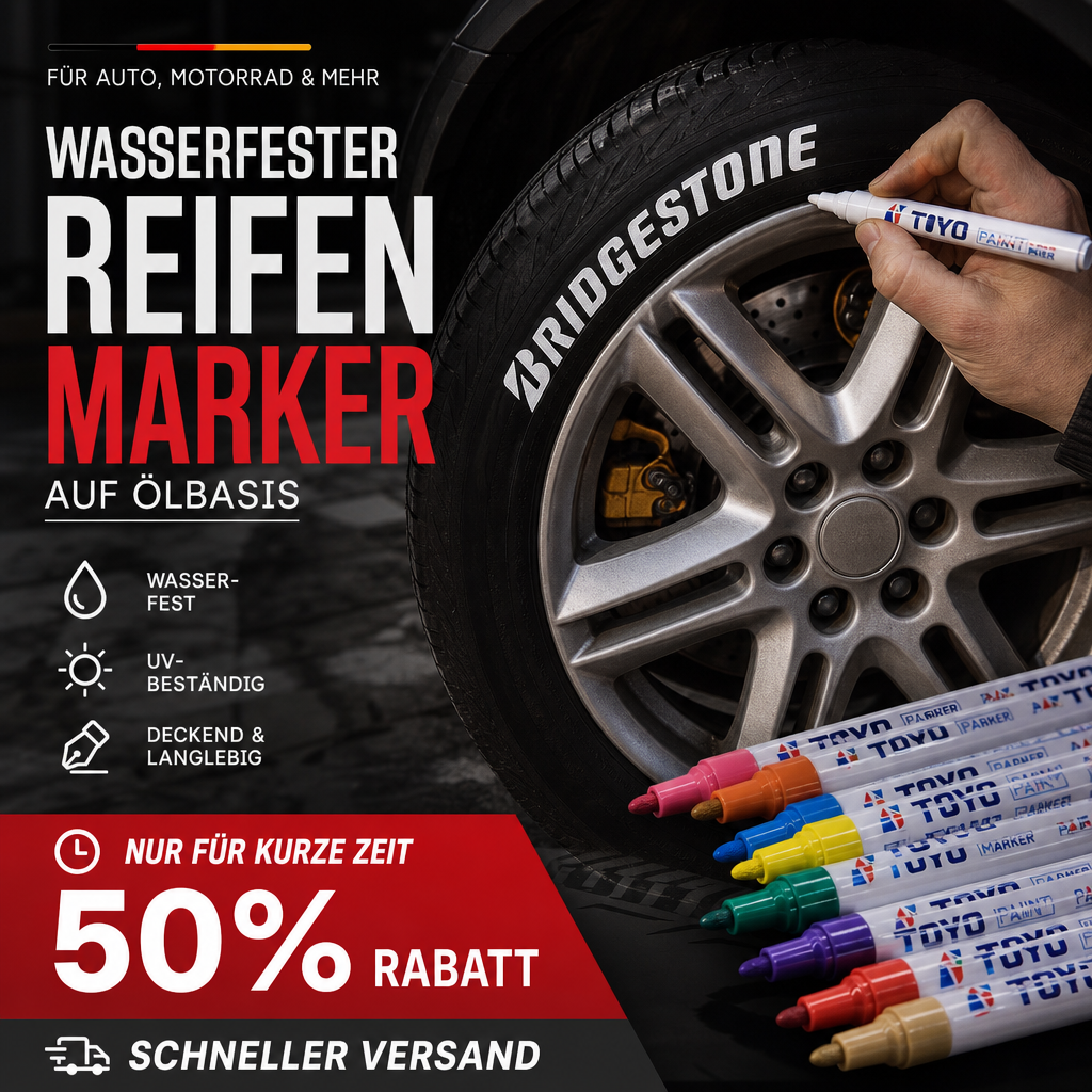 📢📢50 % Rabatt!!🥳 💞 50K+ VERKAUFT! ⚡Wasserfester Reifenmarker auf Ölbasis, 12 Farben verfügbar🖍️