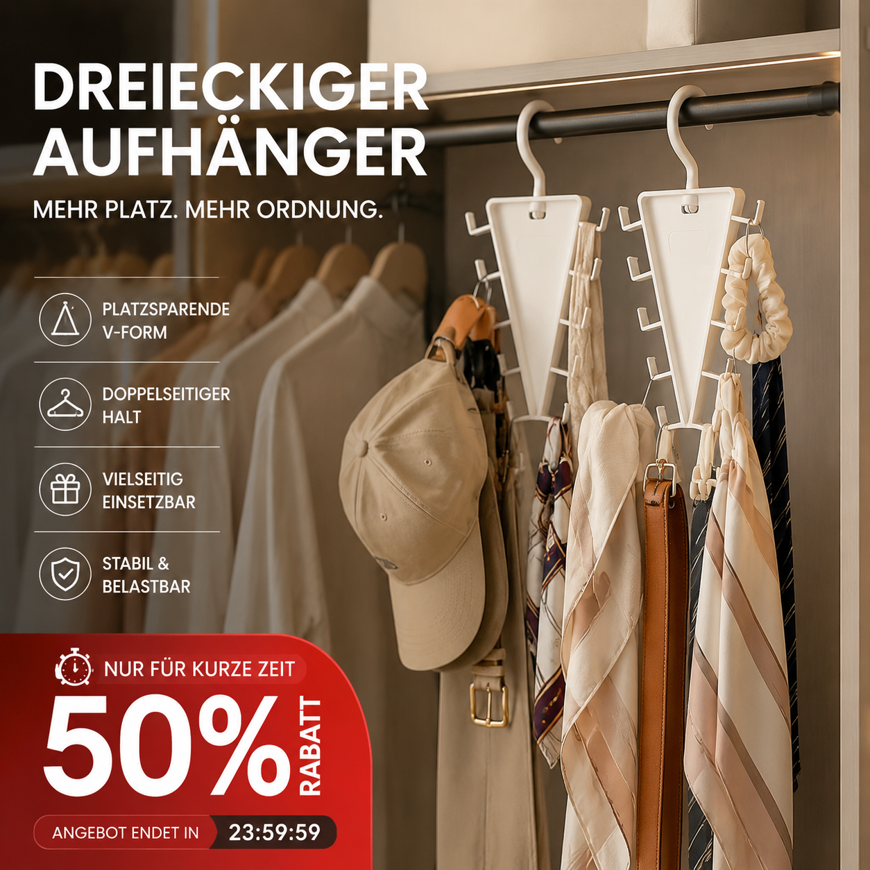 🔥1 kaufen, 1 gratis dazu 🛒Multifunktionaler dreieckiger Kleiderschrank-Organizer