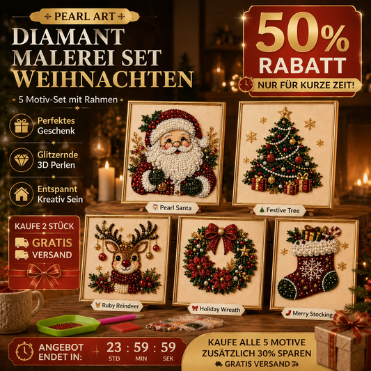 🎨💎DIY-Weihnachts-Diamantmalerei-Set mit Perlen -🧘Entspannend & Anfängerfreundlich