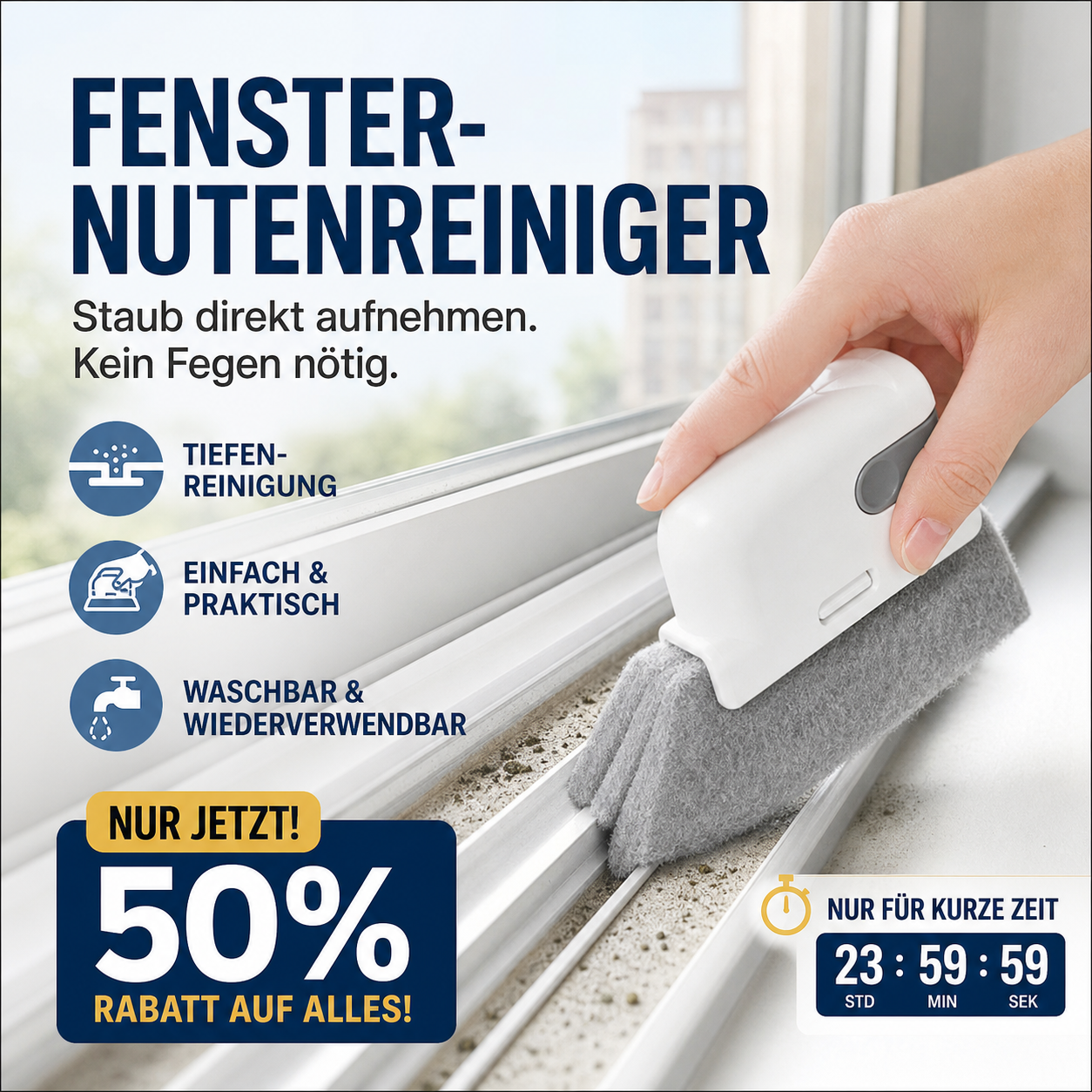 ⏳💥 Nur noch 3 Stunden – 3,99 €!! 🔥🏠 2-in-1 Fensterbank-Nutenbürste