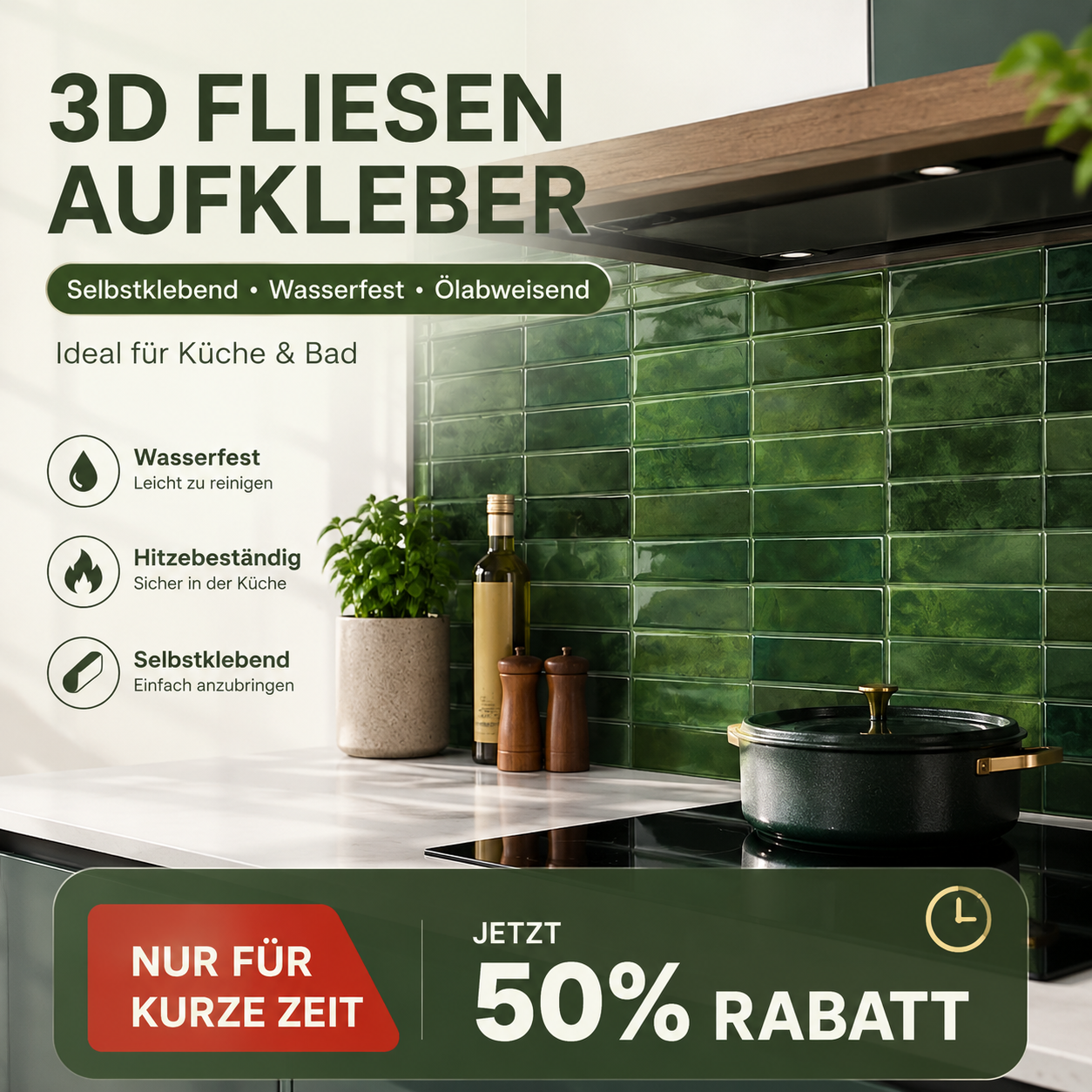 🔥🎁 2+1 GRATIS!!🥳 💞 50K+ VERKAUFT! ⚡🏠Peel TvStick Küche Backsplash Wandschutz