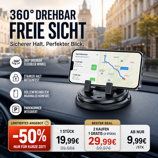 📢📢50 % Rabatt!! ⏰📱 Um 360° drehbarer Handyhalter für das Armaturenbrett