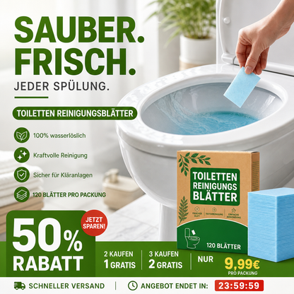🔥🎁 2+1 GRATIS!!🥳 💞 50K+ VERKAUFT! ⚡🧼 Schnellauflösende Toilettenreiniger-Blätter 💪 kraftvoll gegen Kalk, Gerüche & hartnäckige Flecken, 120 Stück