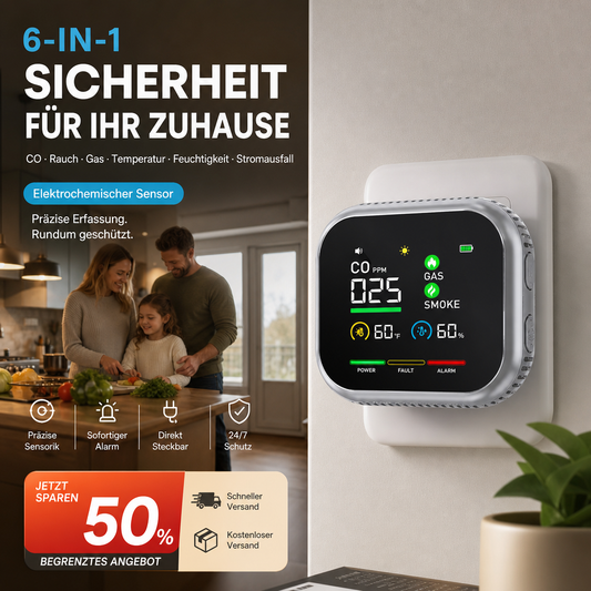 📢📢50 % Rabatt!!🏠✨Multigas‑Alarm mit LCD‑Display | CO‑, Gas‑ und Rauchmelder, Temperatur‑ und Luftfeuchtigkeitsüberwachung 中文